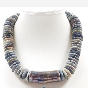 Modernist Sterling Silver Necklace by E&L Israel w. Saucer Beads for Valentines